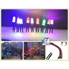 Bộ set 10 Bóng đèn led 3mm 5mm 3-12V DIY các màu - nhấp nháy flash light đấu sẵn dây 20cm