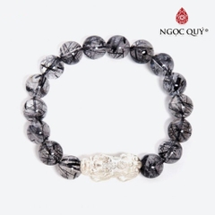 Vòng tay đá Thạch anh tóc tự nhiên phối charm - Mẫu VC1287 - Ngọc Quý