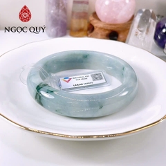 Vòng cẩm thạch A Myanmar - Ngọc phỉ thúy type A bản tròn hẹ lam tím hoa bay ni 48-58 LM149 - Ngoc Quý