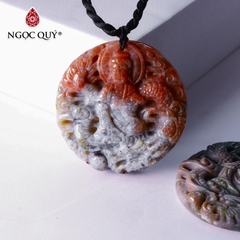 Mặt dây chuyền Phật Bà cưỡi rồng đá chalcedony