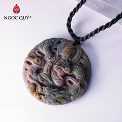Mặt dây chuyền Phật Bà cưỡi rồng đá chalcedony