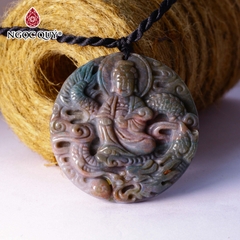 Mặt dây chuyền Phật Bà cưỡi rồng đá chalcedony