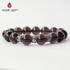 Vòng tay hạt đá thiên nhiên phối charm bạc hạt 12mm