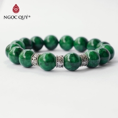 Vòng tay hạt đá thiên nhiên phối charm bạc hạt 12mm