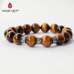 Vòng tay hạt đá thiên nhiên phối charm bạc hạt 12mm