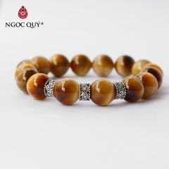 Vòng tay hạt đá thiên nhiên phối charm bạc hạt 12mm