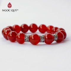 Vòng tay hạt đá thiên nhiên phối charm bạc hạt 12mm