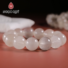 Vòng hạt trơn đá thạch anh tóc trắng