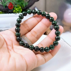 Vòng tay cẩm thạch A Ngọc Quý- Ngọc phỉ thúy type A sơn thủy đậm hạt 7.5-10mm LM36