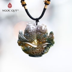 Mặt dây chuyền cặp cá chép đá chalcedony