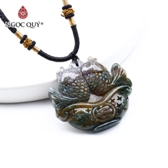 Mặt dây chuyền cặp cá chép đá chalcedony