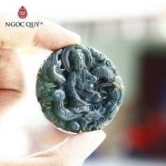 Mặt dây chuyền Quan âm cưỡi rồng đá chalcedony
