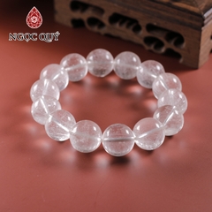 Vòng hạt trơn đá thạch anh tóc trắng