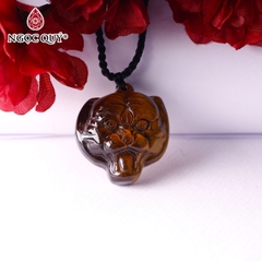 Mặt dây chuyền đầu hổ đá mắt hổ vàng nâu