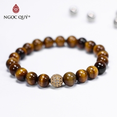 Vòng tay đá Thạch anh mắt hổ tự nhiên phối charm - Mẫu VC0153 - Ngọc Quý