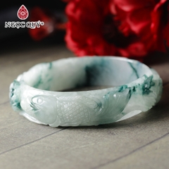 Vòng tay nguyên khối đá cẩm thạch khắc họa tiết