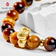 Vòng tay đá Thạch anh mắt hổ tự nhiên phối charm - Mẫu VC0111 - Ngọc Quý