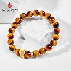 Vòng tay đá Thạch anh mắt hổ tự nhiên phối charm - Mẫu VC0111 - Ngọc Quý