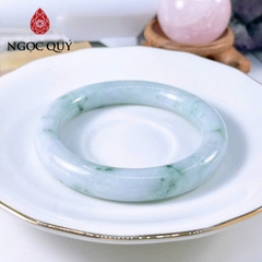 Vòng cẩm thạch A Ngọc Quý - Ngọc phỉ thúy type A bản bản tròn hoa bay ni 53 - 57 mm LM158