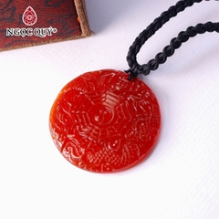 Mặt dây chuyền long phụng tọa đồ đá mã não đỏ