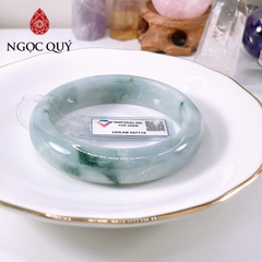 Vòng cẩm thạch A Myanmar - Ngọc phỉ thúy type A bản tròn hẹ lam tím hoa bay ni 48-58 LM149 - Ngoc Quý