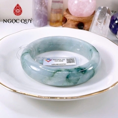 Vòng cẩm thạch A Myanmar - Ngọc phỉ thúy type A bản tròn hẹ lam tím hoa bay ni 48-58 LM149 - Ngoc Quý