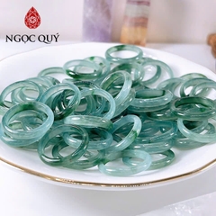 Nhẫn cẩm thạch A - Nhẫn nữ phỉ thúy lam ngọc điểm xanh cây Type A chất băng LG05 - Ngọc Quý