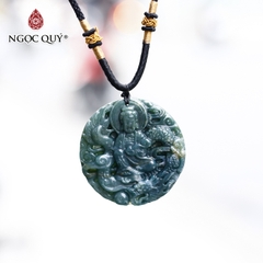 Mặt dây chuyền Quan âm cưỡi rồng đá chalcedony