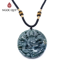 Mặt dây chuyền Quan âm cưỡi rồng đá chalcedony