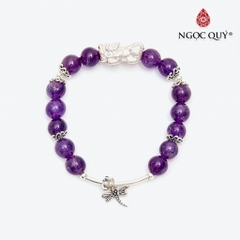Vòng tay đá Thạch anh tự nhiên phối charm - Mẫu VC0129 - Ngọc Quý