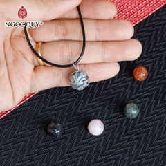 Mặt dây chuyền bạc lồng hạt đá 12mm