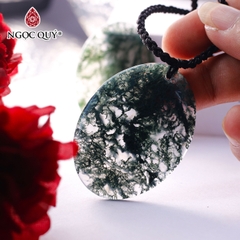 Mặt dây chuyền oval đá băng ngọc thủy tảo