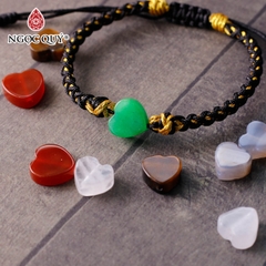 Trái tim đá thiên nhiên xỏ ngang làm vòng tay, mặt dây chuyền