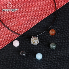 Mặt dây chuyền bạc lồng hạt đá 12mm