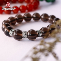 Vòng tay hạt đá thiên nhiên phối charm bạc hạt 12mm