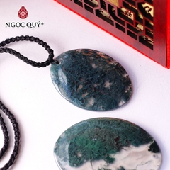 Mặt dây chuyền oval đá băng ngọc thủy tảo