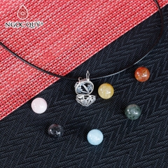 Mặt dây chuyền bạc lồng hạt đá 12mm