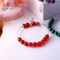 Vòng tay hạt đá thiên nhiên phối charm bạc dreamcatcher