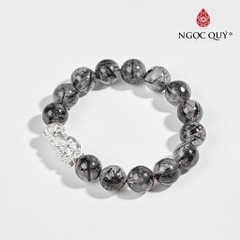 Vòng tay đá Thạch anh tóc tự nhiên phối charm - Mẫu VC1287 - Ngọc Quý