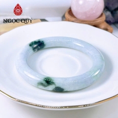 Vòng cẩm thạch A Ngọc Quý - Ngọc phỉ thúy type A bản bản tròn hoa bay ni 53 - 57 mm LM158