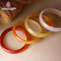 Vòng tay nguyên khối đá mã não Ni52 Bản 10mm