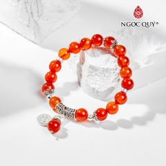 Vòng tay đá mã não đỏ phối charm cung hoàng đạo