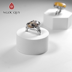 Nhẫn bạc đính hạt đá thiên nhiên mẫu E0007