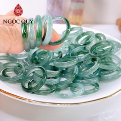 Nhẫn cẩm thạch A - Nhẫn nữ phỉ thúy lam ngọc điểm xanh cây Type A chất băng LG05 - Ngọc Quý