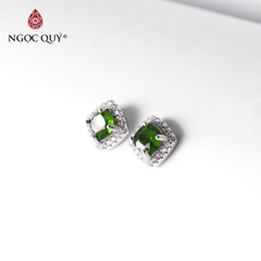 Bông tai bạc đính đá diopside NQBT0079 (1 Cặp)