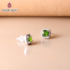 Bông tai bạc đính đá diopside NQBT0079 (1 Cặp)