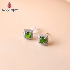 Bông tai bạc đính đá diopside NQBT0079 (1 Cặp)