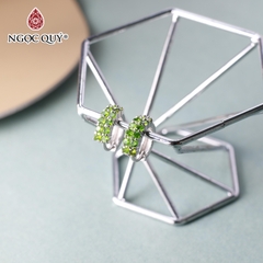 Bông tai bạc đính đá diopside NQBT0081 (1 Cặp)