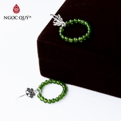 Bông tai bạc đá Diopside