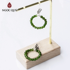 Bông tai bạc đá Diopside